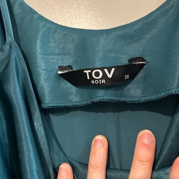 Elegant Teal Satin Mini Dress - Picture 3 of 4